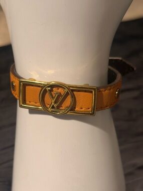 Louis Vuitton - Orange Leather LV Logo Bracelet
